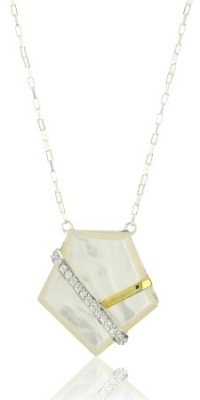 Kara Ross Geometric Mother-Of-Pearl and White Sapphires Gemstone Pendant Necklace Kara Ross Geometric Mother-Of-Pearl and White Sapphires Gemstone Pendant Necklace
