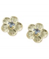 A fresh accent for a bright young flower herself. Earrings in 14k gold with sparkling blue crystal accents.