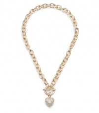 G by GUESS Short Necklace with Rhinestone Heart Tog, GOLD G by GUESS Short Necklace with Rhinestone Heart Tog, GOLD