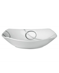 With a free-flowing circle design in shades of gray from Mikasa dinnerware, dishes like this softly squared soup bowl add fun, contemporary appeal to any table. In ultra-durable porcelain. With a free-flowing circle design in shades of gray from Mikasa dinnerware, dishes like this softly squared soup bowl add fun, contemporary appeal to any table. In ultra-durable porcelain.
