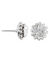 The perfect posts. Made in silver tone mixed metal, Monet's stud earrings feature sparkling Swarovski crystals. They're simple yet stunning whether you wear them to work or out on the town. Approximate diameter: 1/2 inch. The perfect posts. Made in silver tone mixed metal, Monet's stud earrings feature sparkling Swarovski crystals. They're simple yet stunning whether you wear them to work or out on the town. Approximate diameter: 1/2 inch.