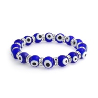 Bling Jewelry Evil Eye Beads 10mm Dark Blue Stretch Swarovski Crystal Bracelet Bling Jewelry Evil Eye Beads 10mm Dark Blue Stretch Swarovski Crystal Bracelet
