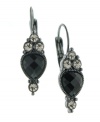 Flip the script and slip on these reverse teardrop earrings by 2028 for a modern take on classic elegance. Black multifaceted stones accented by round-cut black diamond crystal set in hematite-plated mixed metal. Approximate drop: 1-1/4 inches.