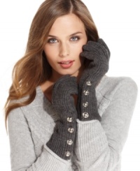 Be beautifully buttoned up this winter. Start with these chic knit gloves from MICHAEL Michael Kors that are adorned with signature-embossed snap buttons. Be beautifully buttoned up this winter. Start with these chic knit gloves from MICHAEL Michael Kors that are adorned with signature-embossed snap buttons.
