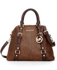 Day bags don't come more covet-worthy than this uber-chic satchel MICHAEL Michael Kors. Crafted from croc-embossed leather with luxe signature hardware and belted detailing, it's effortlessly exquisite. Day bags don't come more covet-worthy than this uber-chic satchel MICHAEL Michael Kors. Crafted from croc-embossed leather with luxe signature hardware and belted detailing, it's effortlessly exquisite.