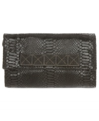 Shine bright all night with this glam goodie from MICHAEL Michael Kors. Croc-embossed leather and gleaming stud accents lend an exotic look, while the sleek shape tucks effortlessly under your arm. Shine bright all night with this glam goodie from MICHAEL Michael Kors. Croc-embossed leather and gleaming stud accents lend an exotic look, while the sleek shape tucks effortlessly under your arm.