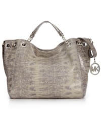 Whether you're jetting off to Joburg or just joining the ladies for lunch, this posh purse from MICHAEL Michael Kors offers exotic appeal. Sleek python-embossed leather complements the gleaming golden hardware with eye-catching allure. Carry it day or night for added edge to any ensemble. Whether you're jetting off to Joburg or just joining the ladies for lunch, this posh purse from MICHAEL Michael Kors offers exotic appeal. Sleek python-embossed leather complements the gleaming golden hardware with eye-catching allure. Carry it day or night for added edge to any ensemble.