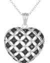 Sterling Silver Black Diamond Heart Pendant Necklace (.50 cttw), 18