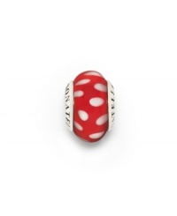 Brighten your bracelet or necklace with brilliant color. This sterling silver bead features red and white Murano glass. Donatella is a playful collection of charm bracelets and necklaces that can be personalized to suit your style! Available exclusively at Macy's. Brighten your bracelet or necklace with brilliant color. This sterling silver bead features red and white Murano glass. Donatella is a playful collection of charm bracelets and necklaces that can be personalized to suit your style! Available exclusively at Macy's.