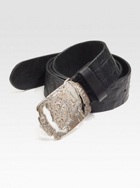 Classic look with vintage inspiration, in textured leather with a distressed, treated buckle.LeatherAbout 2½ wideMade in Italy Classic look with vintage inspiration, in textured leather with a distressed, treated buckle.LeatherAbout 2½ wideMade in Italy