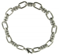 Rochet Roma Solid Stainless Steel Triton Striped Chain Men's Modern Link Bracelet Rochet Roma Solid Stainless Steel Triton Striped Chain Men's Modern Link Bracelet