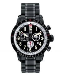 Make a statement with this all-black sporty luxe timepiece. This ESQ by Movado chronograph watch features black bracelet and case with PVD finish. Striking black bezel and dial with three subdials and red accents. Three-hand, quartz movement. Water resistant to 50 meters. Two-year limited warranty. Make a statement with this all-black sporty luxe timepiece. This ESQ by Movado chronograph watch features black bracelet and case with PVD finish. Striking black bezel and dial with three subdials and red accents. Three-hand, quartz movement. Water resistant to 50 meters. Two-year limited warranty.