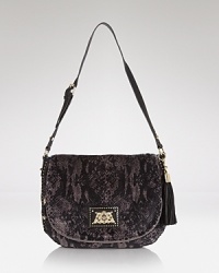 Spotted: this Juicy Couture shoulder bag, crafted of textured velour with leather accents. It's a wildly cool choice for day-to-night demands. Spotted: this Juicy Couture shoulder bag, crafted of textured velour with leather accents. It's a wildly cool choice for day-to-night demands.