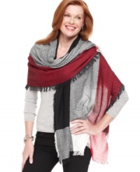 Rock the colorblock trend with this diamond-print wrap from Style&co. that's an exquisite accent for work or weekend. Rock the colorblock trend with this diamond-print wrap from Style&co. that's an exquisite accent for work or weekend.