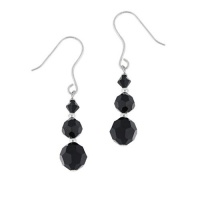 Sterling Silver 3 Graduated Drop Earrings with Black Swarovski Elements Sterling Silver 3 Graduated Drop Earrings with Black Swarovski Elements