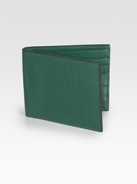Inspired by leather detailing of vintage sports cars, monza leather is a combination of flat and perforated calf leather with a matte finish. Debossed logo detail Six card slots Two pocket sleeves 4W X 3½H Imported Inspired by leather detailing of vintage sports cars, monza leather is a combination of flat and perforated calf leather with a matte finish. Debossed logo detail Six card slots Two pocket sleeves 4W X 3½H Imported