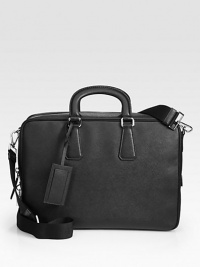 Protect your investment with this stylish computer case rendered in textured saffiano leather.Zip closureDouble top handlesAdjustable shoulder strapInterior pockets15¾W x 12H x 11DMade in Italy Protect your investment with this stylish computer case rendered in textured saffiano leather.Zip closureDouble top handlesAdjustable shoulder strapInterior pockets15¾W x 12H x 11DMade in Italy