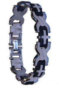 Dynamis bracelet, stainless steel/ silicone X-link w/ cross design Dynamis bracelet, stainless steel/ silicone X-link w/ cross design