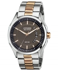 A classic steel timepiece with trendy hues. This Citizen watch features Eco-Drive technology that harnesses natural and artificial light, never needing a battery. From the Drive from Citizen Eco-Drive collection. A classic steel timepiece with trendy hues. This Citizen watch features Eco-Drive technology that harnesses natural and artificial light, never needing a battery. From the Drive from Citizen Eco-Drive collection.