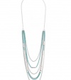 G by GUESS Silver-Tone and Turquoise Layered Chain , SILVER