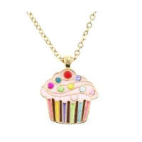 Kid's Cupcake Crystal & Enamel Pendant Necklace in Cup Cake shaped Gift Jewelry BOX Kid's Cupcake Crystal & Enamel Pendant Necklace in Cup Cake shaped Gift Jewelry BOX