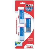 Pentel Hi-Polymer Block Eraser, Large, 3 Pack (ZEH10BP3-K6) Pentel Hi-Polymer Block Eraser, Large, 3 Pack (ZEH10BP3-K6)