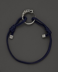 Eastern elements inform John Hardy's dragon head bracelet. It features a cotton cord band with an adjustable sliding closure. Eastern elements inform John Hardy's dragon head bracelet. It features a cotton cord band with an adjustable sliding closure.