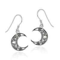 Sterling Silver Celtic Knot Crescent Moon French Wire Earrings Sterling Silver Celtic Knot Crescent Moon French Wire Earrings