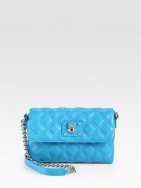 A petite yet impactful design in luxuriously quilted leather with an elegant chain accented strap.Leather and chain shoulder strap, 23 dropMagnetic snap flap closureTwo open pockets under flapEight credit card slotsCotton lining7½W X 6H X 2DMade in Italy A petite yet impactful design in luxuriously quilted leather with an elegant chain accented strap.Leather and chain shoulder strap, 23 dropMagnetic snap flap closureTwo open pockets under flapEight credit card slotsCotton lining7½W X 6H X 2DMade in Italy