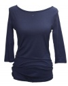 YogaColors Grey Crystal Boatneck 3/4 Sleeve Longer Length Jersey Tee