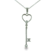 Diamond key Pendant Crafted in Sterling Silver (18 chain .06cttw.) Diamond key Pendant Crafted in Sterling Silver (18 chain .06cttw.)