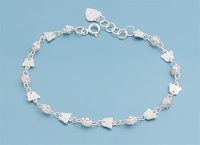 Sterling Silver Mini Flower & Butterfly Chain Link Eternity Bracelet Sterling Silver Mini Flower & Butterfly Chain Link Eternity Bracelet