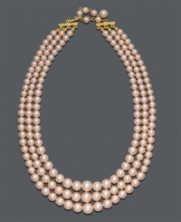 Add pick-me-up to your look with perfect pastels. This three-row graduated necklace by Charter Club features pink simulated plastic pearls in a mixed metal setting. Approximate length: 15 inches + 2-inch extender. Add pick-me-up to your look with perfect pastels. This three-row graduated necklace by Charter Club features pink simulated plastic pearls in a mixed metal setting. Approximate length: 15 inches + 2-inch extender.