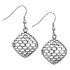 Inox Womens Oval Honeycomb Stainless 316L Steel Earrings