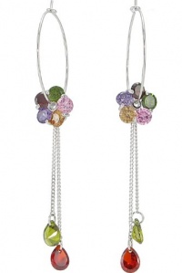 Multicolor Swarovski Elements Crystal Flower Hoop Women Earrings Multicolor Swarovski Elements Crystal Flower Hoop Women Earrings