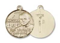 Pope John Paul Ii / Vatican Unusual & Specialty Gold Filled Pope John Paul II Pendant Stainless Gold Heavy Curb Chain Pope John Paul Ii / Vatican Unusual & Specialty Gold Filled Pope John Paul II Pendant Stainless Gold Heavy Curb Chain