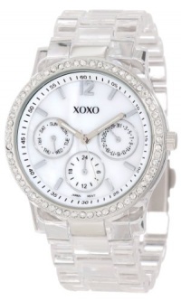 XOXO Women's XO5529 Clear Bracelet with Rhinestones on Silver Case Watch