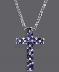 A unique spin on the traditional cross pendant. Balissima by Effy Collection's stunning style features a gradation of blue hues in shades of sapphire (2-1/4 ct. t.w.). Setting and chain made in sterling silver. Approximate length: 18 inches. Approximate drop: 1-3/8 inches. A unique spin on the traditional cross pendant. Balissima by Effy Collection's stunning style features a gradation of blue hues in shades of sapphire (2-1/4 ct. t.w.). Setting and chain made in sterling silver. Approximate length: 18 inches. Approximate drop: 1-3/8 inches.