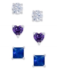 Lend a vibrant touch to your personal style with this set of stud earrings from Unwritten. Crafted in sterling silver with cubic zirconia for a stunning effect. Approximate diameter: 1/4 inch. Lend a vibrant touch to your personal style with this set of stud earrings from Unwritten. Crafted in sterling silver with cubic zirconia for a stunning effect. Approximate diameter: 1/4 inch.