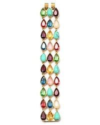Take this season's high-voltage hues to your jewel box with this three-row teardrop bracelet from Lauren Ralph Lauren, accented by 14-karat gold plate and colorful gems. Take this season's high-voltage hues to your jewel box with this three-row teardrop bracelet from Lauren Ralph Lauren, accented by 14-karat gold plate and colorful gems.