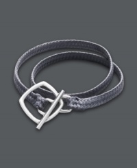 Wrap bracelets are the hottest trend of the season. With its chic, neutral color, this Studio Silver style is sure to complement all your favorite fashions. A synthetic python band wraps twice around the wrist. Square toggle clasp crafted in sterling silver. Approximate length: 7-1/2 inches. Wrap bracelets are the hottest trend of the season. With its chic, neutral color, this Studio Silver style is sure to complement all your favorite fashions. A synthetic python band wraps twice around the wrist. Square toggle clasp crafted in sterling silver. Approximate length: 7-1/2 inches.