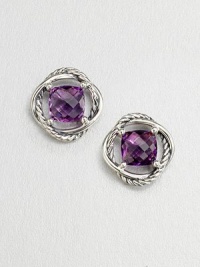 A stunning, faceted center stone surrounded by an iconic, sterling silver cable ring. AmethystSterling silverSize, about .27Post backImported A stunning, faceted center stone surrounded by an iconic, sterling silver cable ring. AmethystSterling silverSize, about .27Post backImported
