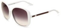 Gucci Women's 3157/S Rectangle Sunglasses,White Frame/Dark Grey Gradient Lens,One Size Gucci Women's 3157/S Rectangle Sunglasses,White Frame/Dark Grey Gradient Lens,One Size