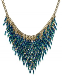 With a waterfall of blue and green glass beads, this statement necklace from Style&co. is a refreshing change of pace. Crafted in gold tone mixed metal. Approximate length: 18 inches + 3-inch extender. Approximate drop: 2 inches. With a waterfall of blue and green glass beads, this statement necklace from Style&co. is a refreshing change of pace. Crafted in gold tone mixed metal. Approximate length: 18 inches + 3-inch extender. Approximate drop: 2 inches.