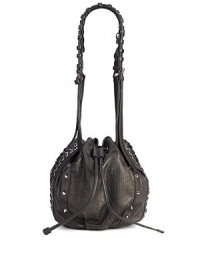 Cone studs and lace-up details update this classic bucket bag, with a drawstring closure and wrapped leather straps.Wrapped leather & buckled shoulder straps, 14 drop Drawstring closure One inside zip pocket Three inside open pockets Fully lined 10W X 13½H X 5D Imported Cone studs and lace-up details update this classic bucket bag, with a drawstring closure and wrapped leather straps.Wrapped leather & buckled shoulder straps, 14 drop Drawstring closure One inside zip pocket Three inside open pockets Fully lined 10W X 13½H X 5D Imported