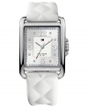 The quilted silicone strap of this Tommy Hilfiger watch adds a stylish touch to a sporty design.