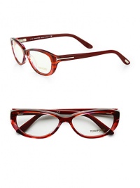 A chic look in lightweight acetate with signature logo temples. Available in wine with clear lens.Signature T logo templesMade in Italy A chic look in lightweight acetate with signature logo temples. Available in wine with clear lens.Signature T logo templesMade in Italy