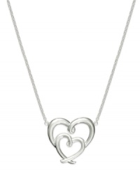 Hearts in the right place. Giani Bernini's necklace and double-heart pendant, set in sterling silver, offer a whimsical touch mixed in with elegance. Approximate length: 17 inches. Approximate drop: 1 inch. Hearts in the right place. Giani Bernini's necklace and double-heart pendant, set in sterling silver, offer a whimsical touch mixed in with elegance. Approximate length: 17 inches. Approximate drop: 1 inch.