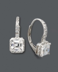 Flaunt fabulous style in these sparkly finds. B. Brilliant's chic leverback earrings feature princess-cut and pave-set cubic zirconias (4-3/8 ct. t.w.). Crafted in sterling silver. Approximate drop: 5/8 inch. Flaunt fabulous style in these sparkly finds. B. Brilliant's chic leverback earrings feature princess-cut and pave-set cubic zirconias (4-3/8 ct. t.w.). Crafted in sterling silver. Approximate drop: 5/8 inch.