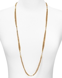 Master the casual-glam mix with this Melinda Maria multi chain necklace, carefully crafted of 14-karat gold plate with a smattering of delicate stone stations. Master the casual-glam mix with this Melinda Maria multi chain necklace, carefully crafted of 14-karat gold plate with a smattering of delicate stone stations.